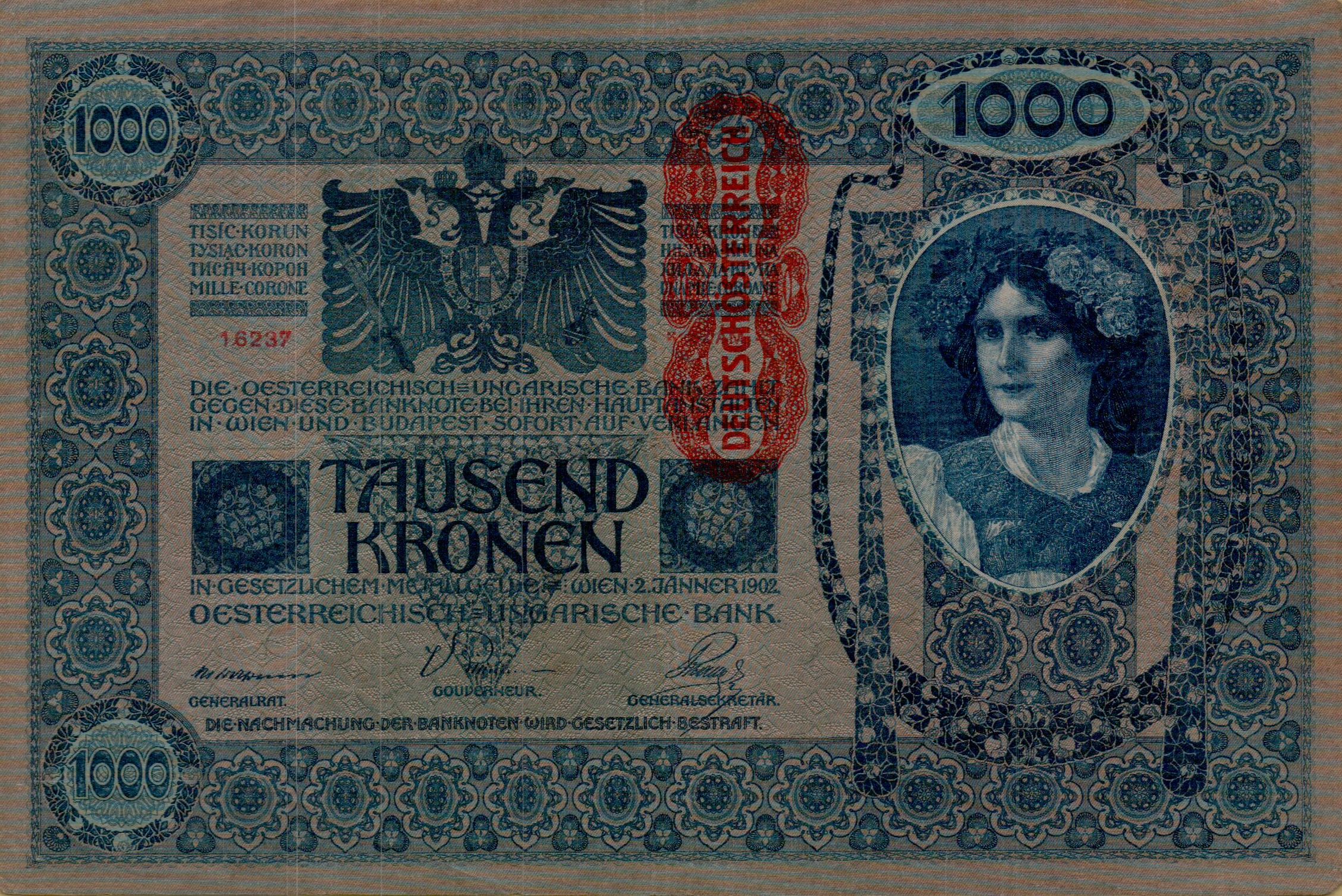 Austria 1000 1919 aUNC P-59